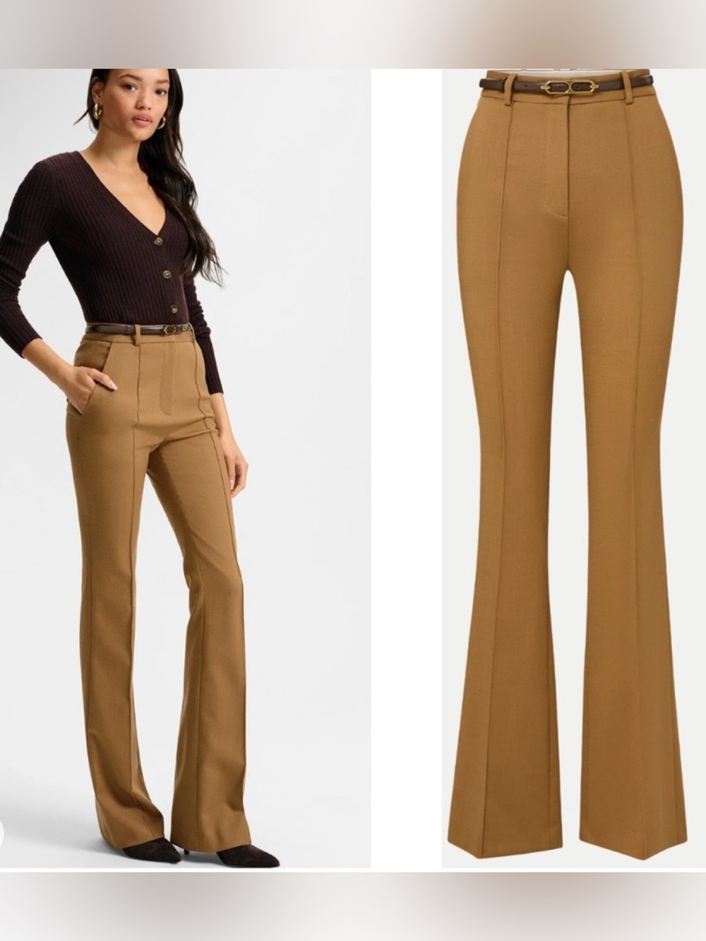 Veronica Beard Gracie belted stretch virgin wool dress pants trouser NWT